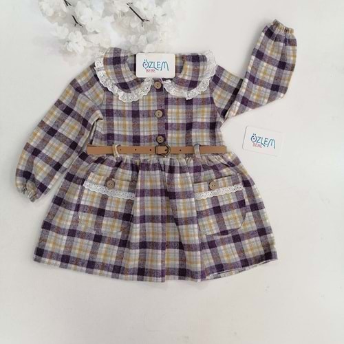 Pötikare Bebe Yakalı Mor Elbise