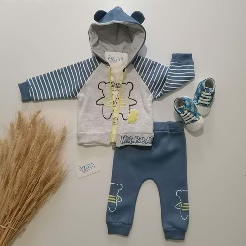 Mr. Bear Mavi Ceketli 3'lü Takım