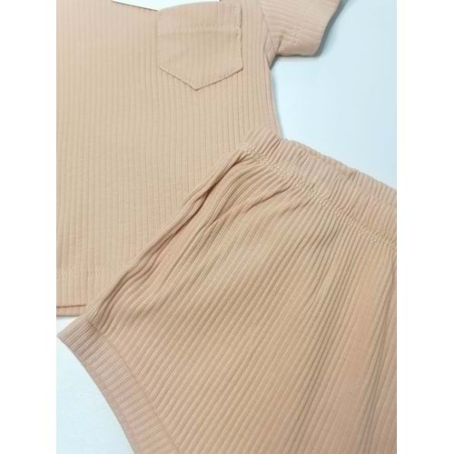 Organik Somon Şortlu Bebek Takım