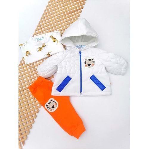 Tiger Beyaz Ceketli 3'lü Bebek Takım