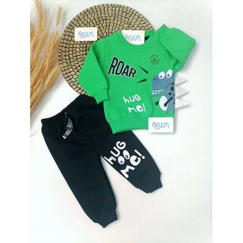 Sevecen Dinozorlu Yeşil Bebek Takım