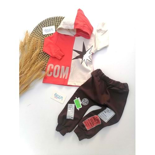 Yıldız Baskılı Kapüşonlu Bebek Takım