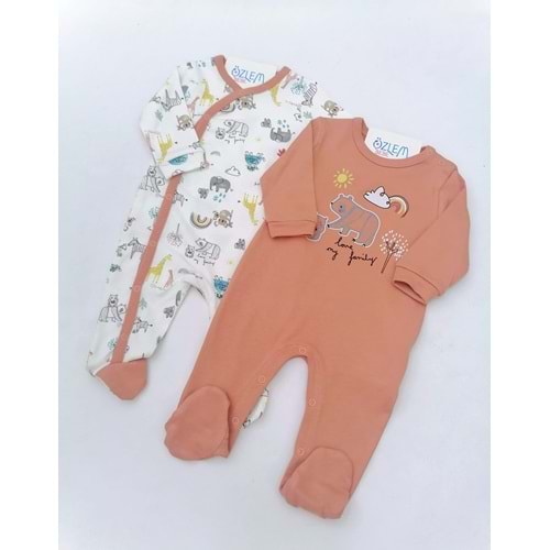 Anne ve Yavrular Kiremit 2'li Bebek Tulum