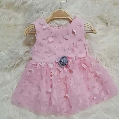 Kelebekli Pembe Gelinlik