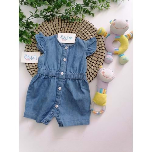 Fırfır Kollu Kot Tulum