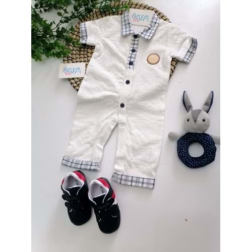 Mavi Pötikare Yakalı Soft Tulum