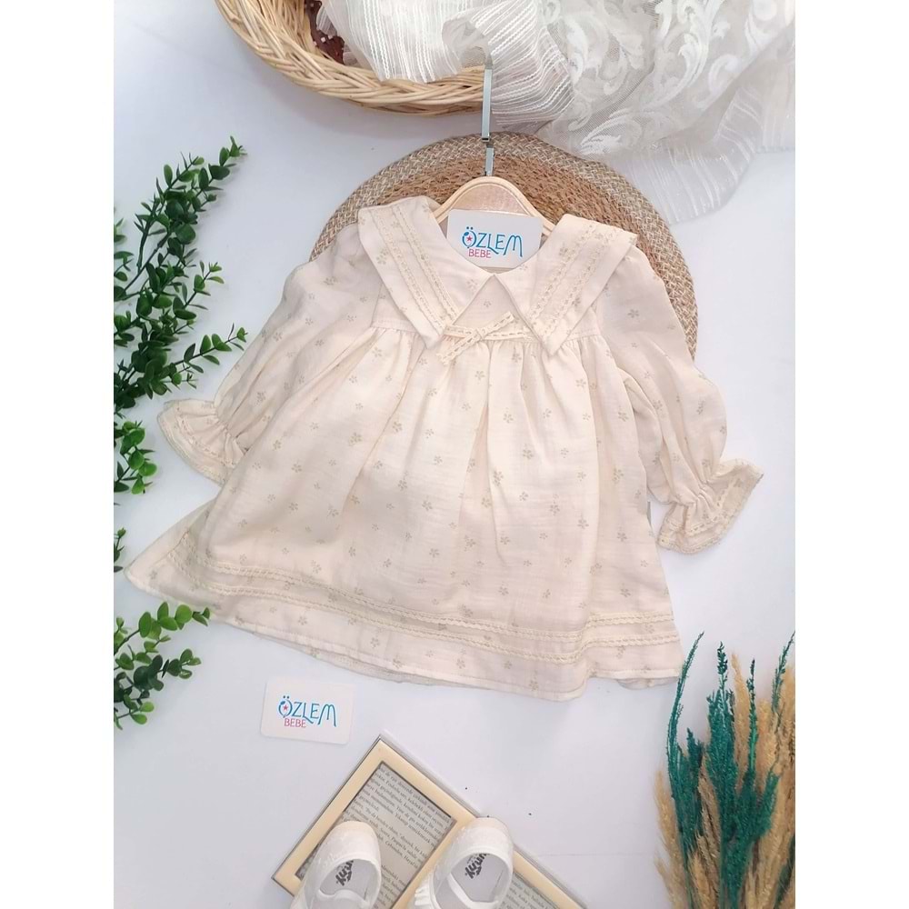 Yonca Desen Biye Yaka Müslin Elbise