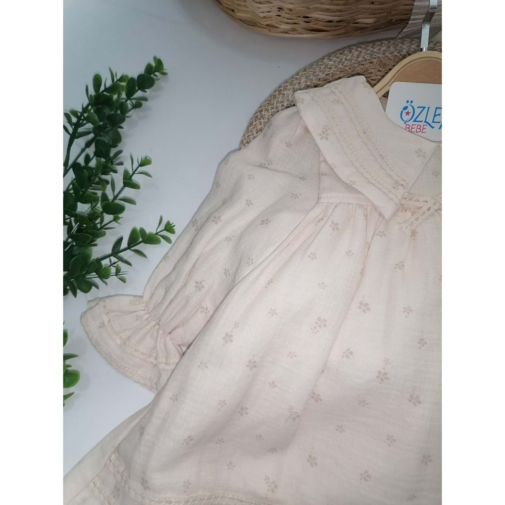 Yonca Desen Biye Yaka Müslin Elbise