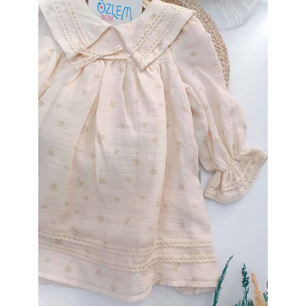 Yonca Desen Biye Yaka Müslin Elbise