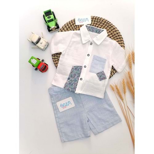 Şal Desen Gömlek Şortlu 2'li Takım