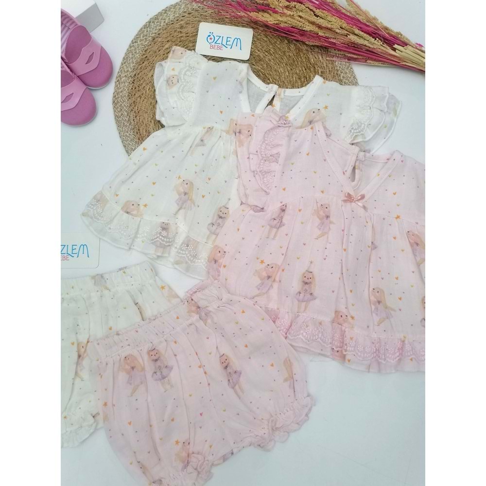 Balerin Tavşan Fistolu Müslin 2'li Takım