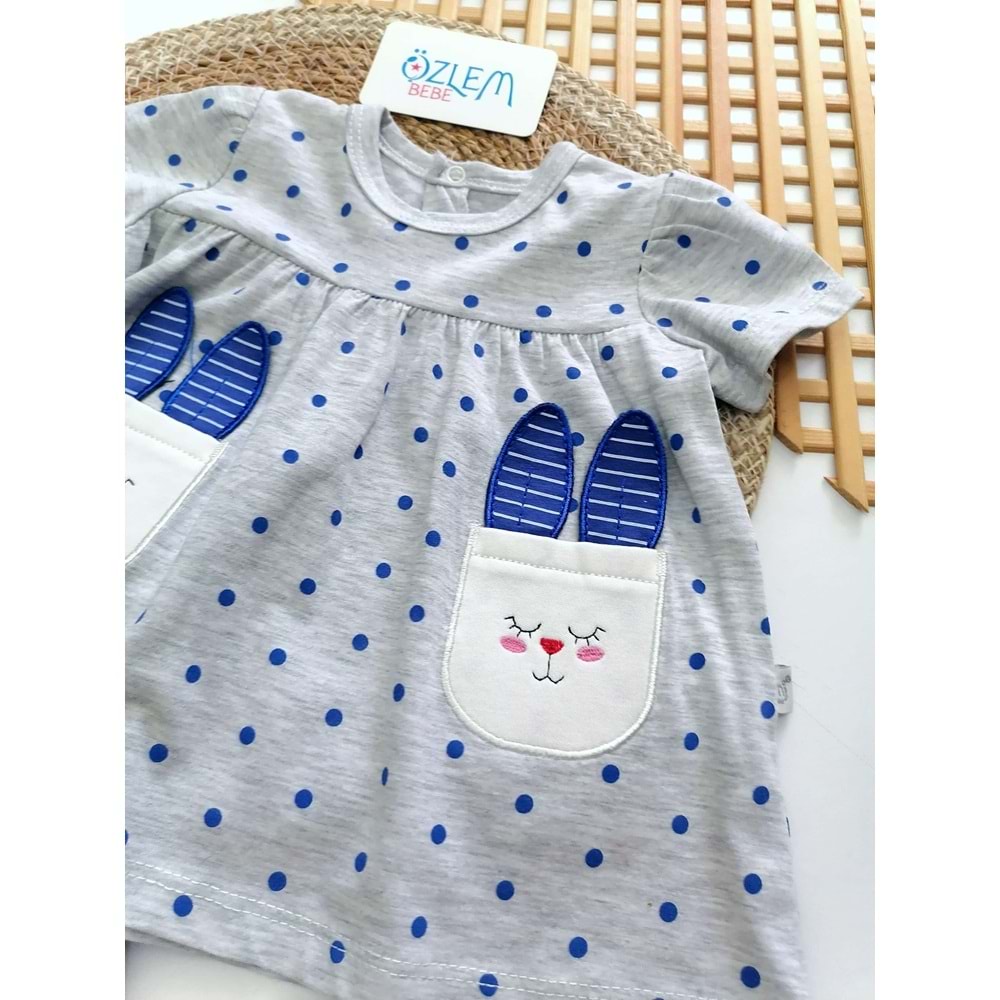 Tavşan Kulak Mavi Puantiyeli 2'li Tk.