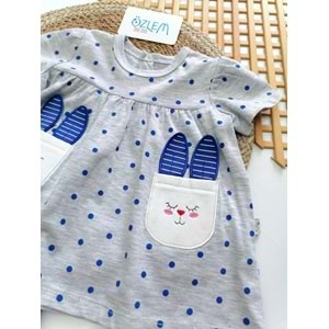 Tavşan Kulak Mavi Puantiyeli 2'li Tk.