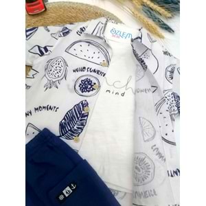 Yaz Keyfi Gömlek&Şort 3'lü Keten Takım