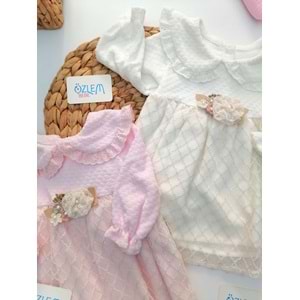 Güpürlü Minik Yaka Üstü Tül Kadife Elbise