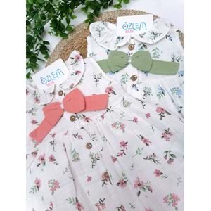 Bebe Yaka Çiçekli Askılı Müslin Elbise