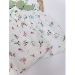 Bebe Yaka Çiçekli Askılı Müslin Elbise