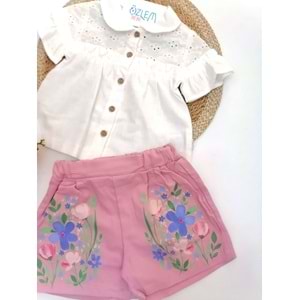 Güpür Bebe Yaka Gömlek&Şort 2'li Takım