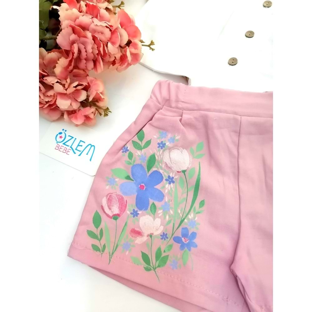 Güpür Bebe Yaka Gömlek&Şort 2'li Takım