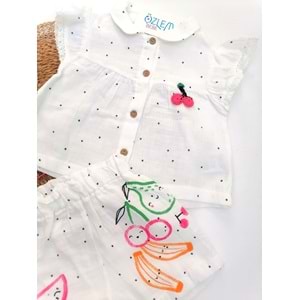 Kiraz Baskı Şortlu Müslin 2'li Takım