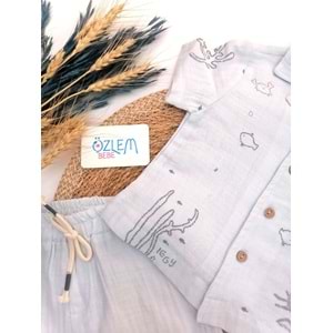 Tosbik Baskı Şortlu Müslin 2'li Takım