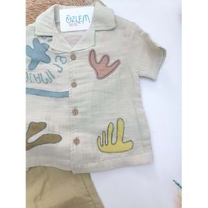 Starfish Baskı Müslin 2'li Takım