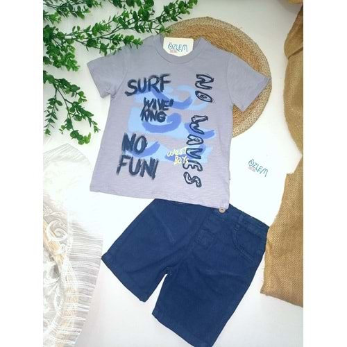 Surf Baskı Tişört&Denim Şortlu 2'li Takım