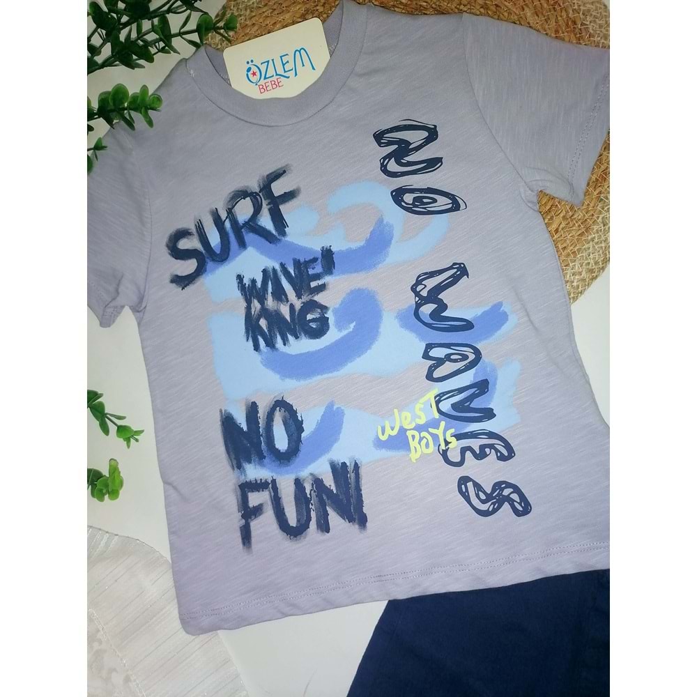 Surf Baskı Tişört&Denim Şortlu 2'li Takım