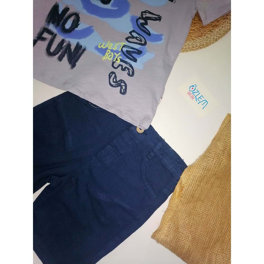 Surf Baskı Tişört&Denim Şortlu 2'li Takım