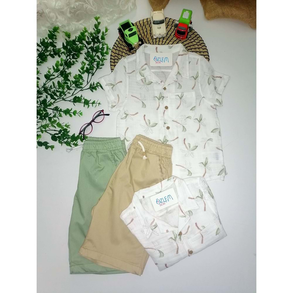 Palmiye Desen Müslin Gömlekli 2'li Takım