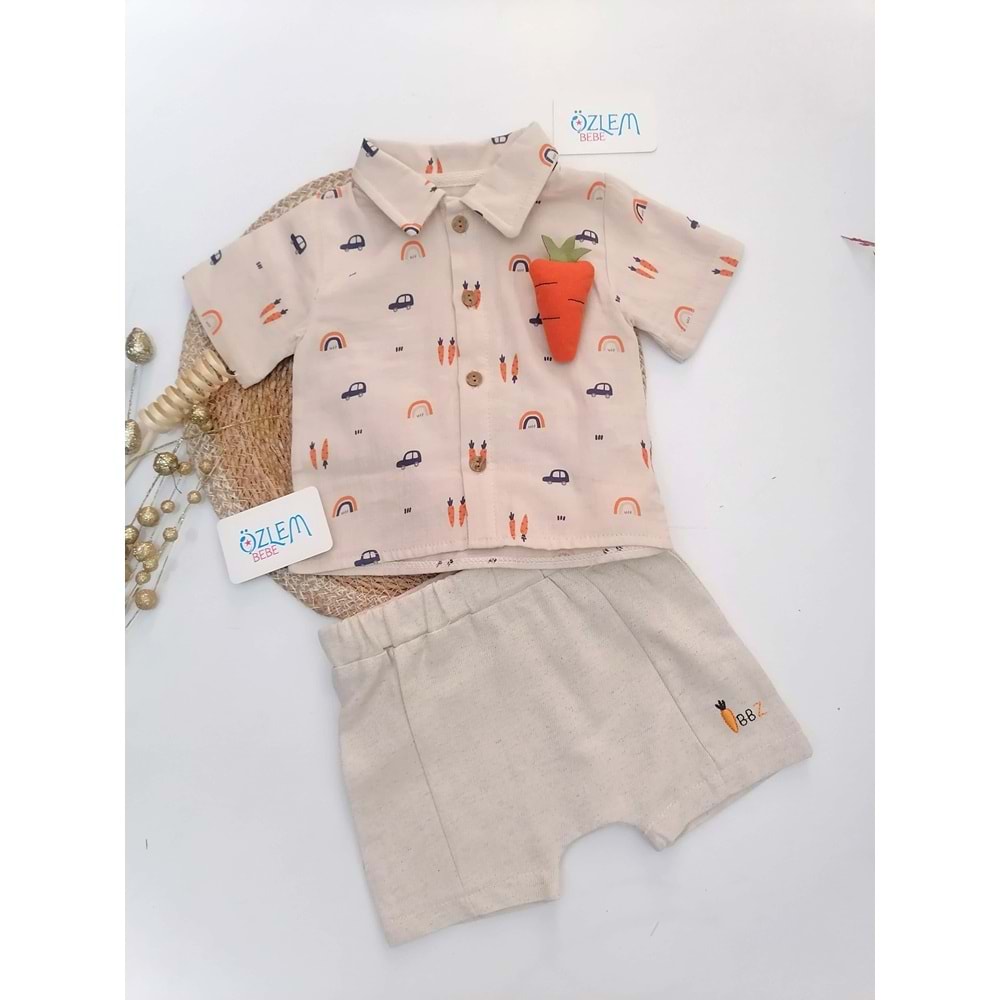 Havuç Figürlü Müslin Gömlekli 2'li Takım