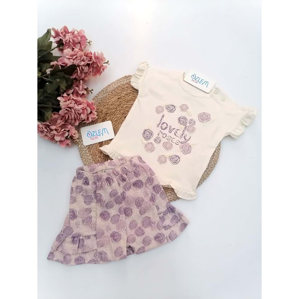 Lovely Gül Desen Şortlu 2'li Takım