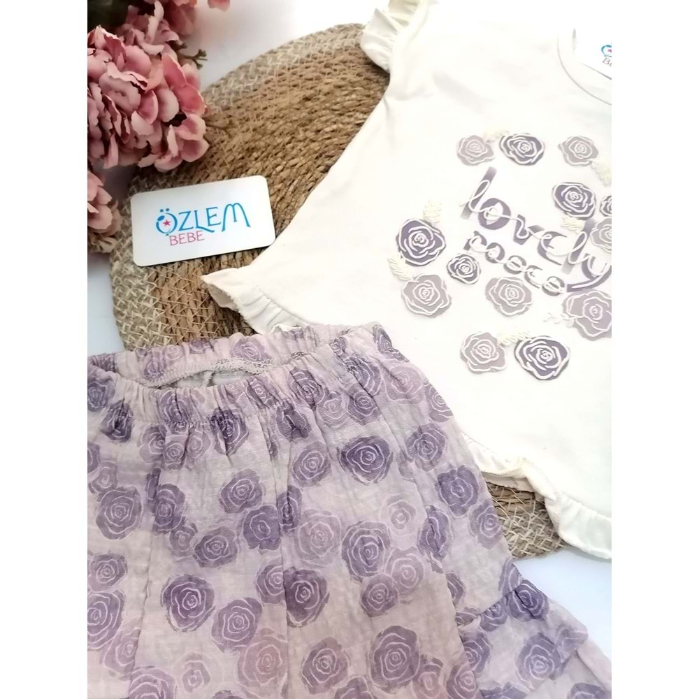 Lovely Gül Desen Şortlu 2'li Takım