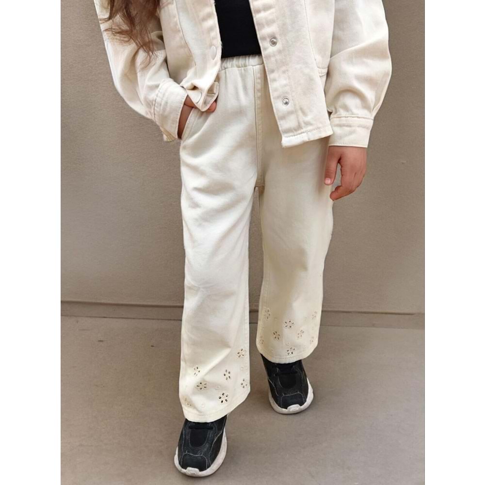 Oyma Yaka Ceketli Denim 2'li Takım