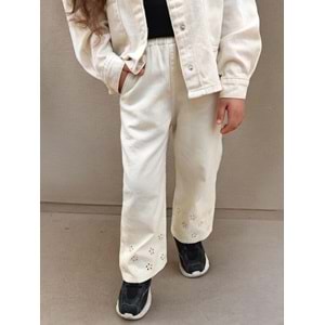 Oyma Yaka Ceketli Denim 2'li Takım