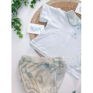 Bebe Yaka Tişört&Geometrik Desen Şort 2'li Tk.