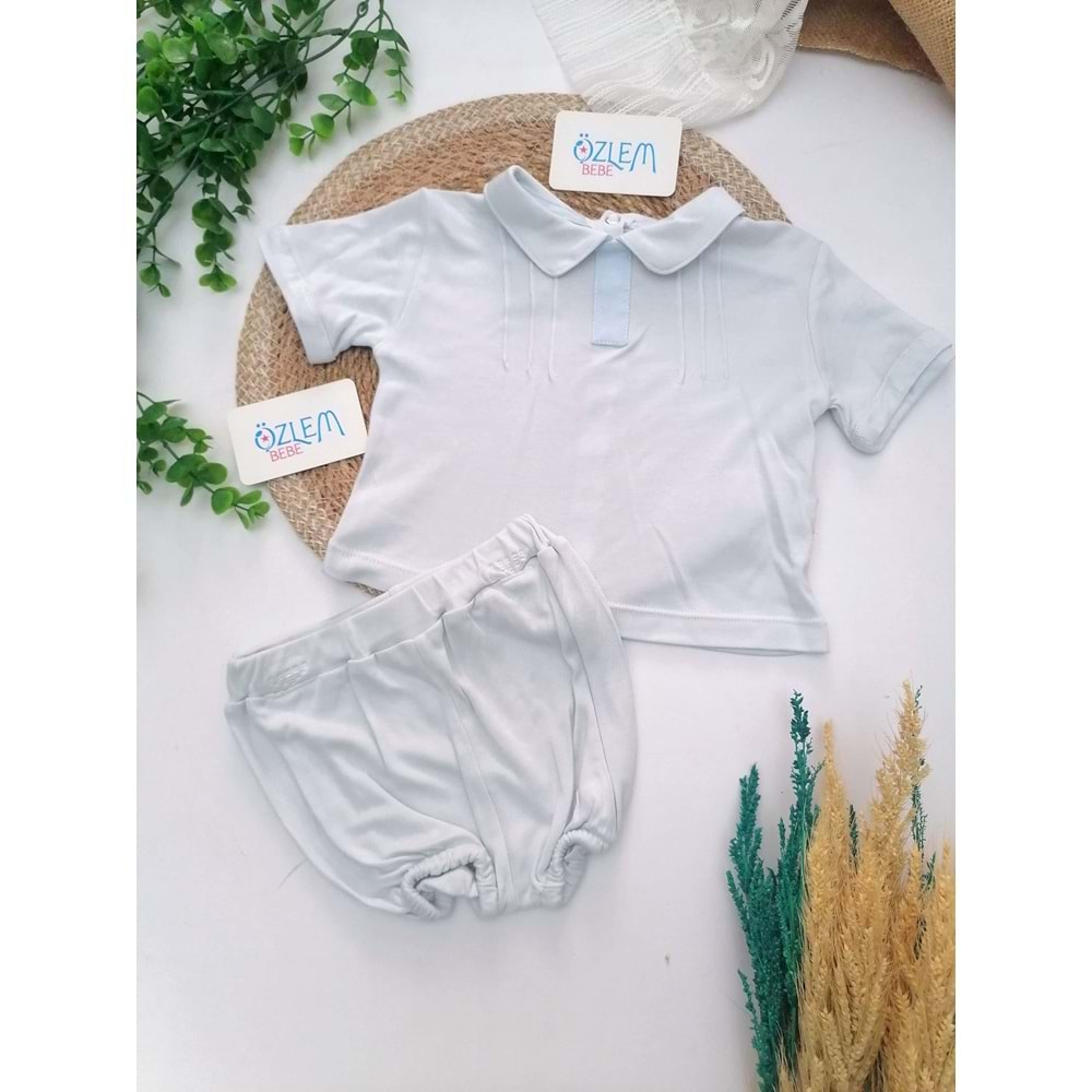 Bebe Yaka Tişört& Mavi Şort 2'li Tk.