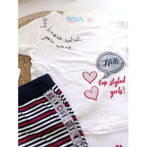 Hello Yaldızlı KalpTişört&Etek 2'li Takım