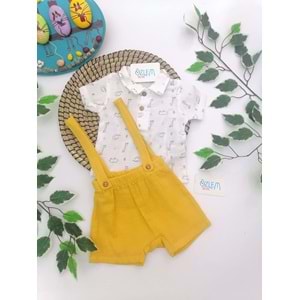 Zürafa Desen Müslin Gömlek&Salopet 2'li Takım