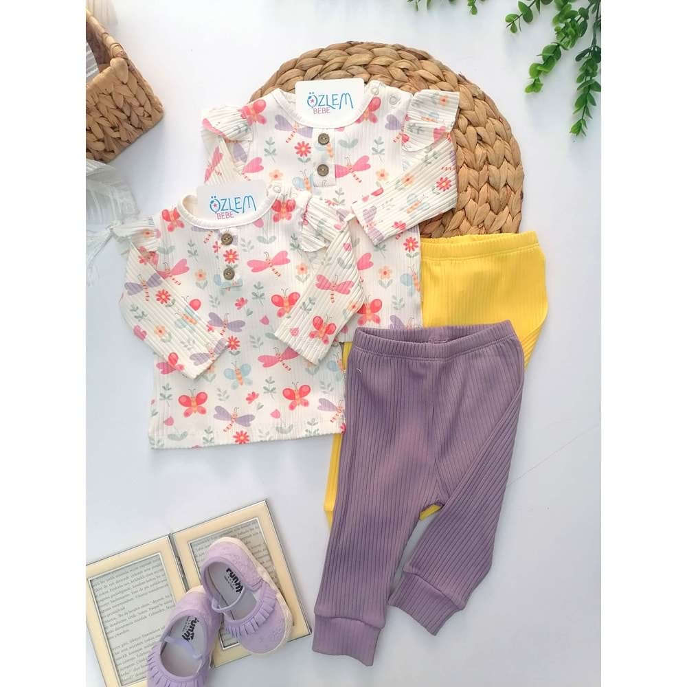 Kelebek Desenli Ribana 2'li Takım