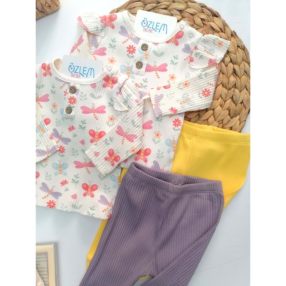 Kelebek Desenli Ribana 2'li Takım