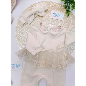 Çiçek Nakış Yakalı Tulum