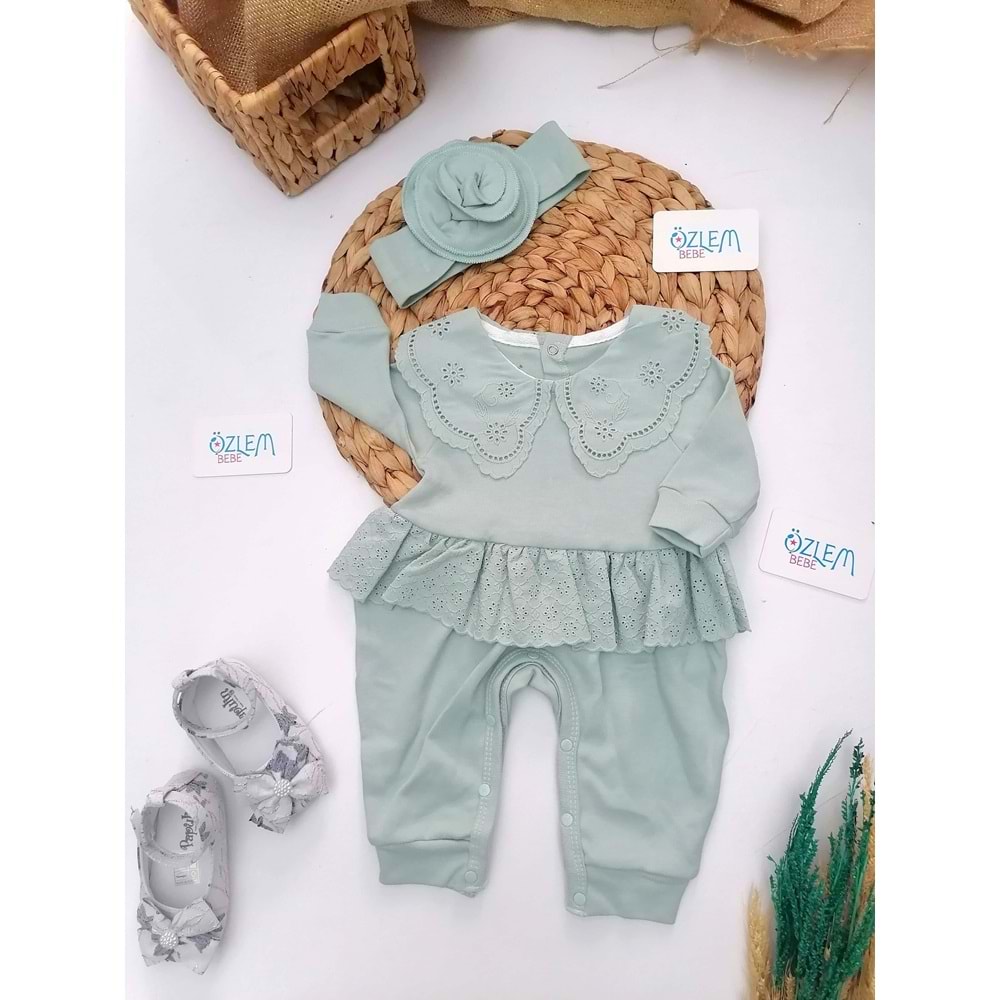 Yakası Güpür Dantel Fırfırlı Tulum