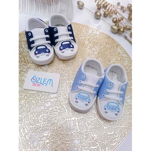 Araba Baskı Bağcıklı Bebek Ayakkabısı