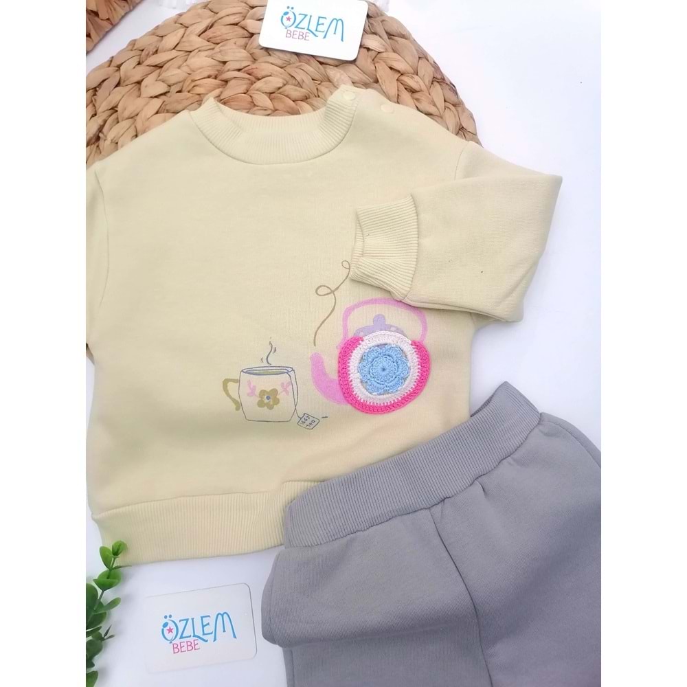 Çay Keyfi Örme Nakış 2'li Takım