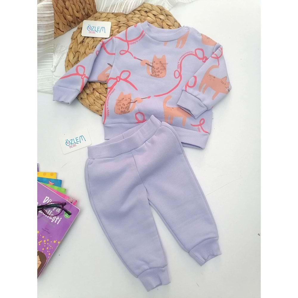 Kedi Baskılı 2'li Takım