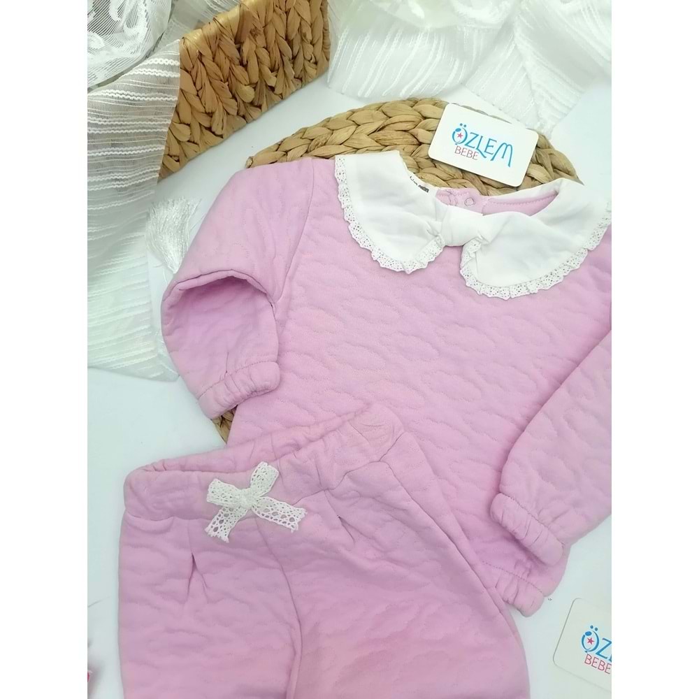Kenarı Güpürlü Bebe Yaka 2'li Takım
