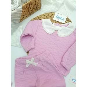 Kenarı Güpürlü Bebe Yaka 2'li Takım