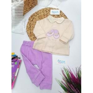 Balerin Ayakkabı Nakışlı 2'li Takım