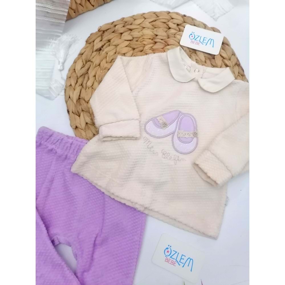 Balerin Ayakkabı Nakışlı 2'li Takım